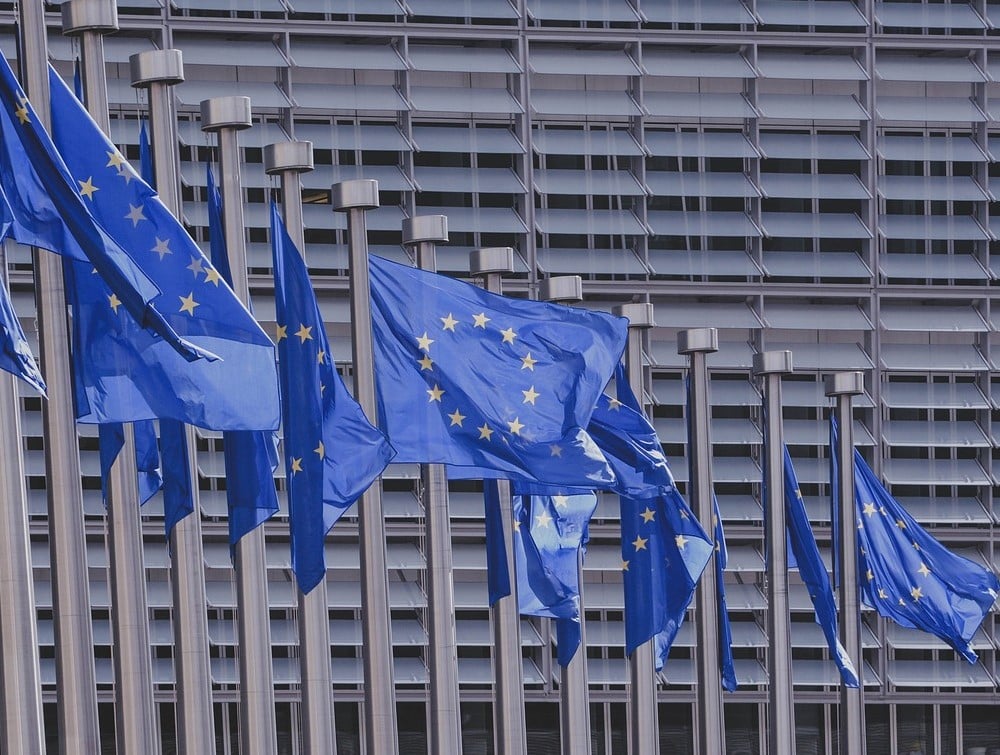 Vlaggen van de Europese Unie in Brussel