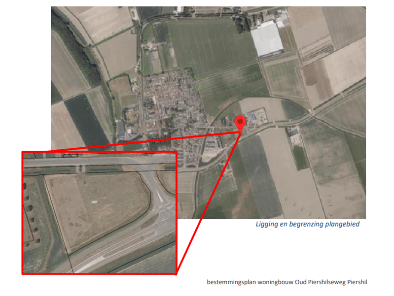 Ligging en begrenzing plangebied Oud-Piershilseweg in Piershil